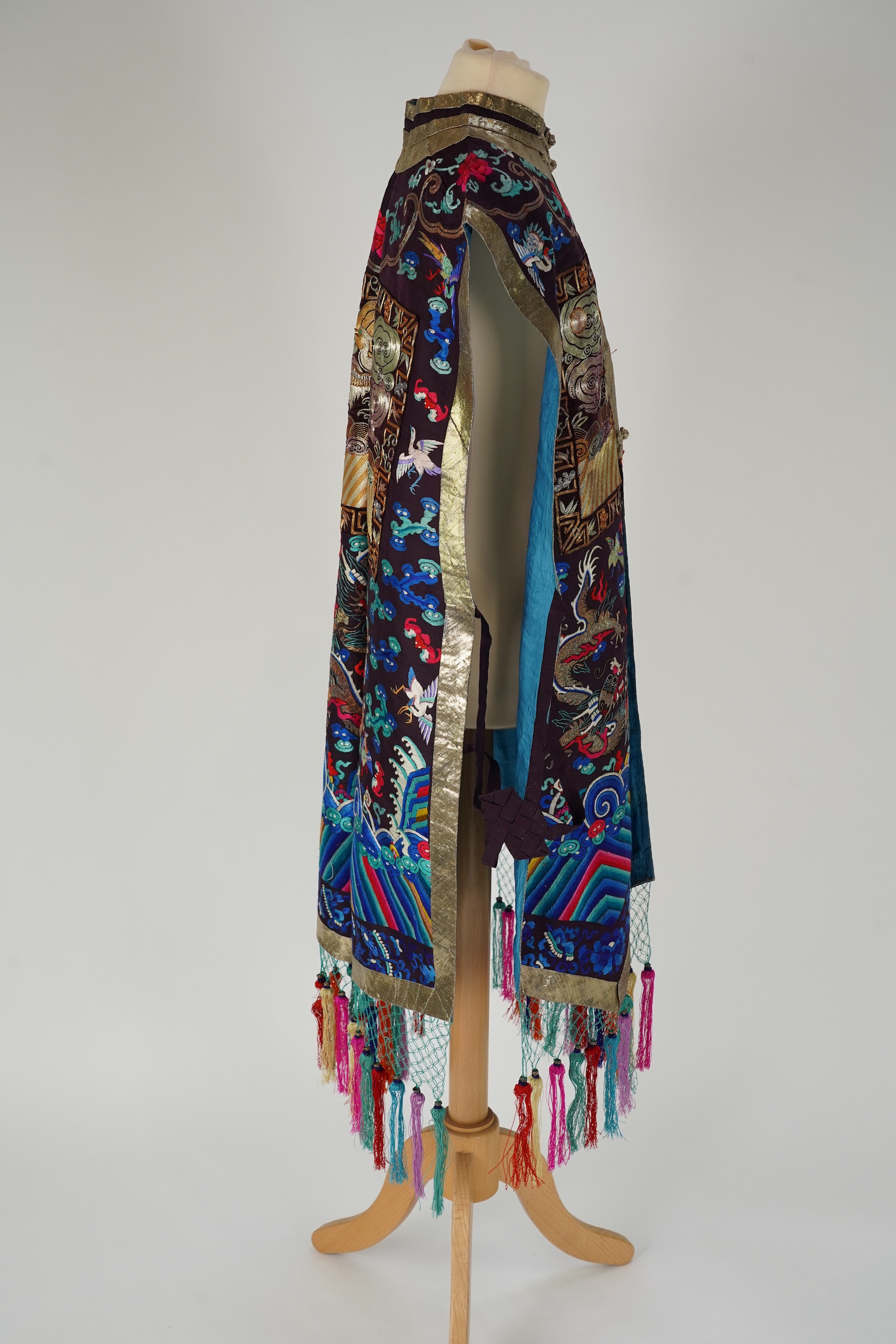A Chinese embroidered silk vest, xiapei, early 20th century